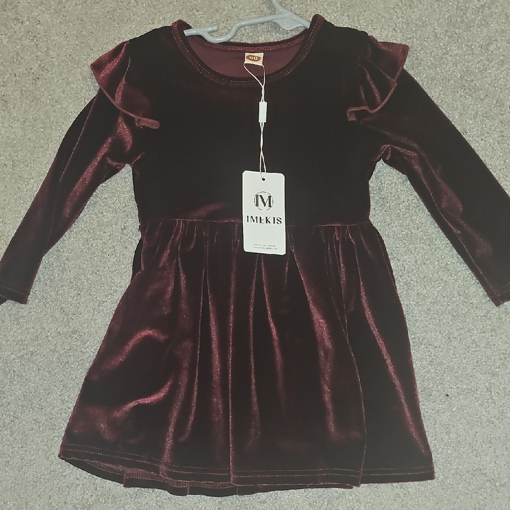 Maroon Velvet Formal Dress for Kids